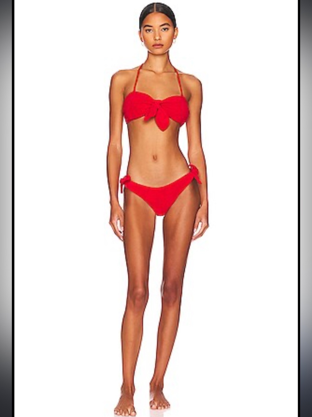 NWTs Zimmermann Terry Cloth Lyre Red Tie Bikini - Top (Sz 3) & Bottom (Sz 2)